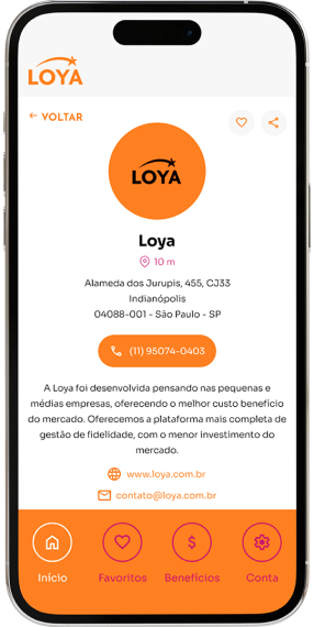 Rede Loya · página pública do negócio com geolocalização